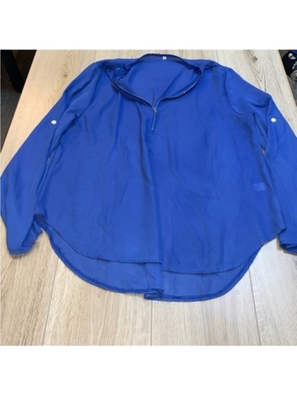 Blue Women's Quarter-Zip Long Sleeve Blouse